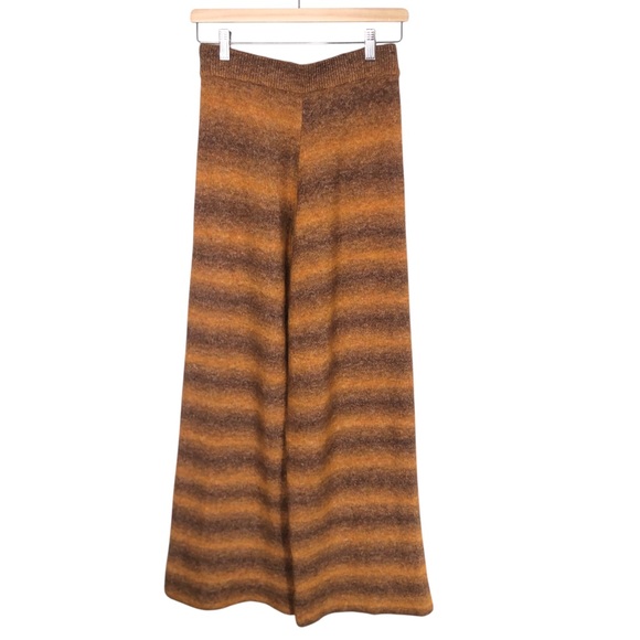 ZARA Orange Brown Ombre Stripe Wide Leg Pull On Pants Soft Alpaca Blend Medium - Picture 7 of 7